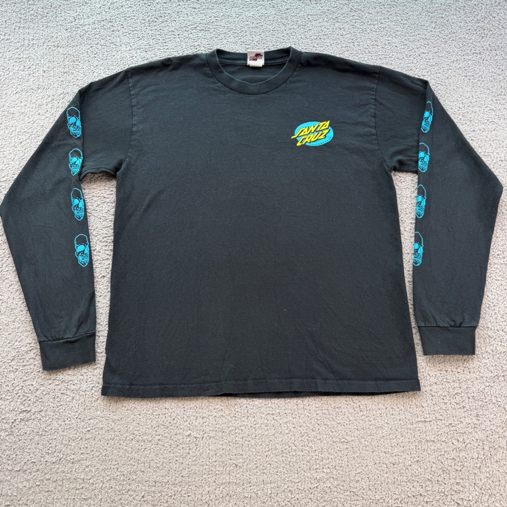 Santa Cruz Screaming Hand Long Sleeve T-Shirt Black Blue Skulls Mens Large